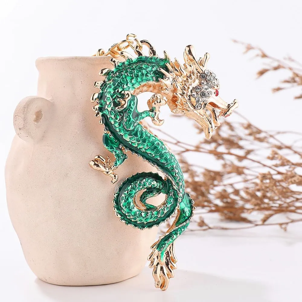 Green Dragon Keychain Chinese Zodiac Dragon Shape Keychain Lovely Rare Vintage Friendship Keychain Gift Pendant