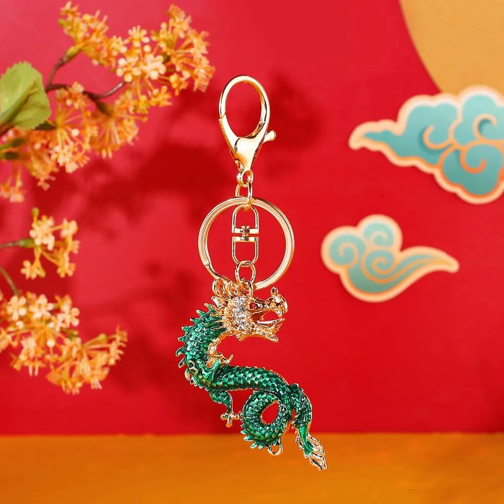 Green Dragon Keychain Chinese Zodiac Dragon Shape Keychain Lovely Rare Vintage Friendship Keychain Gift Pendant