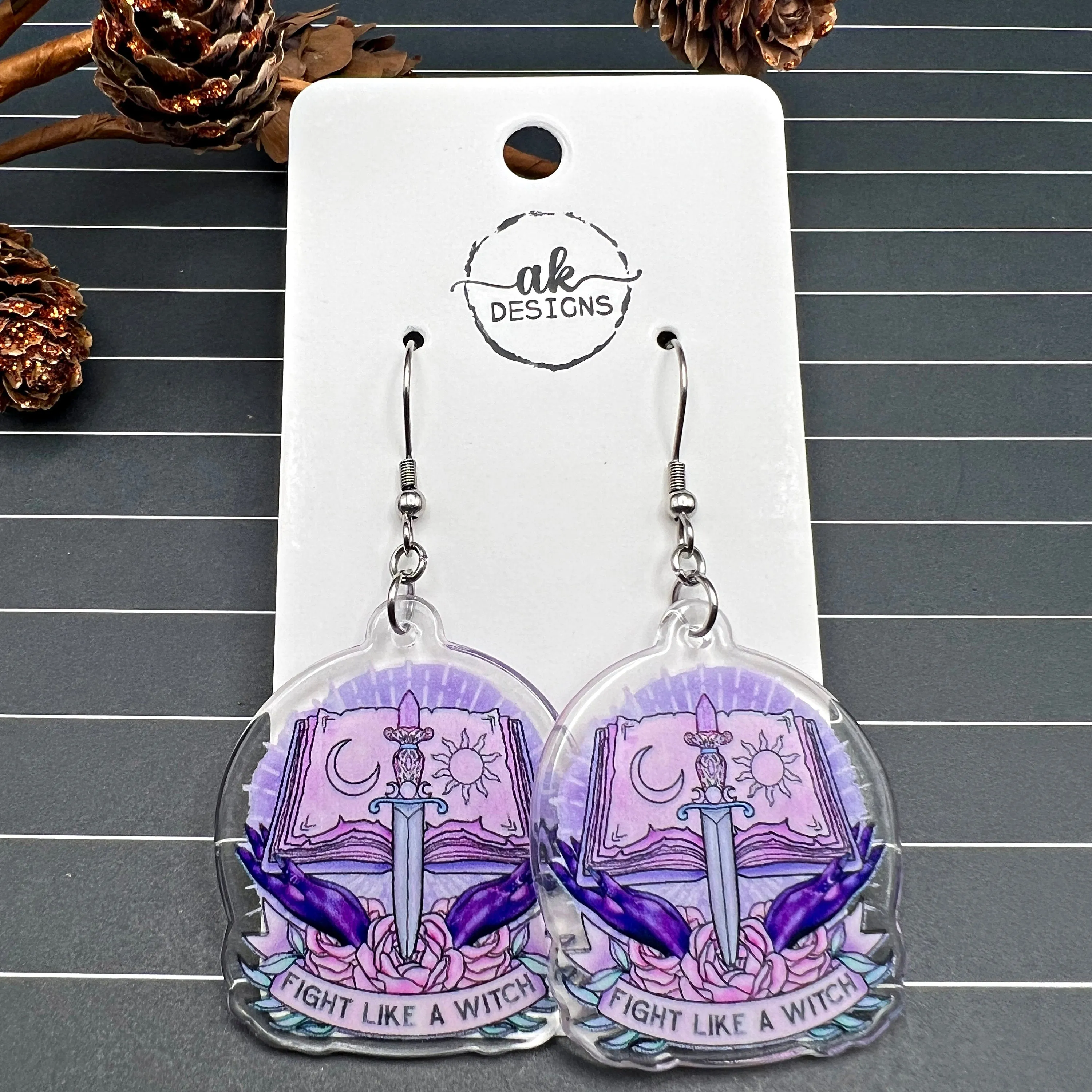 Halloween Purple Goth Earrings,