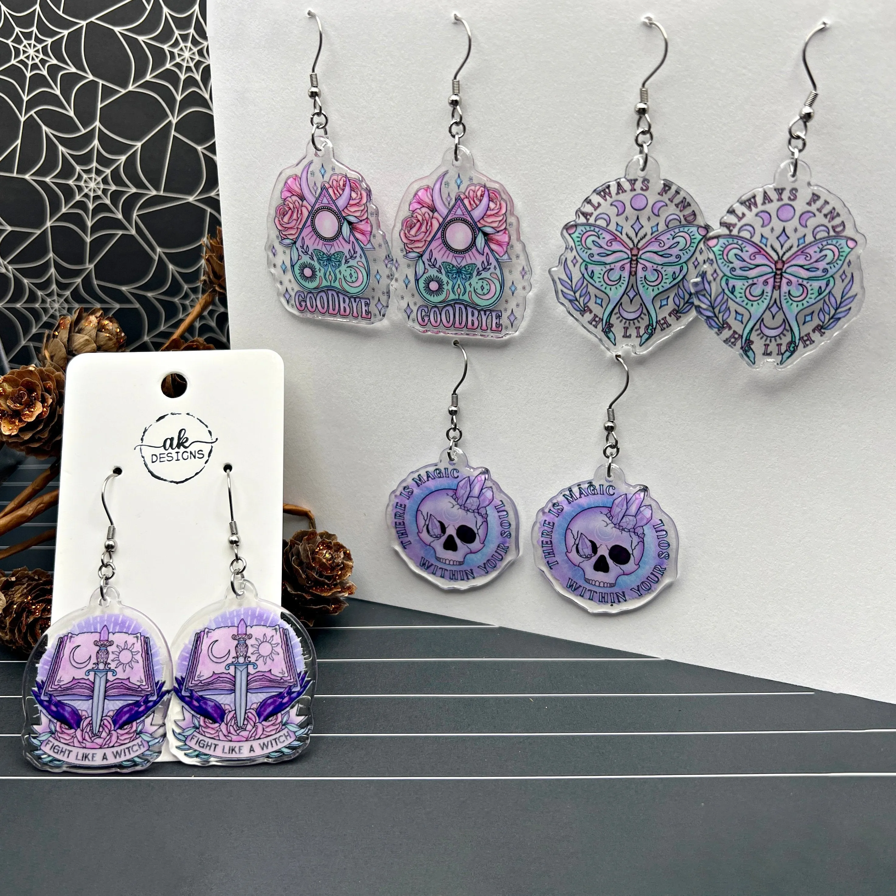 Halloween Purple Goth Earrings,