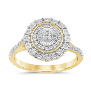 Halo Bezel Ring with 0.15ct of Diamonds in 9ct Yellow Gold