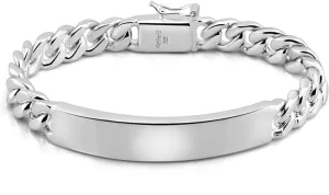 H&Beautimer 925 Sterling Silver Bracelet 10/12MM Cuban Chain Bracelet Fine Jewelry Men Teen Sterling Silver Brand Chain Bracelet 7,7.5,8,8.5,9,9.5,10'' Birthday Gift
