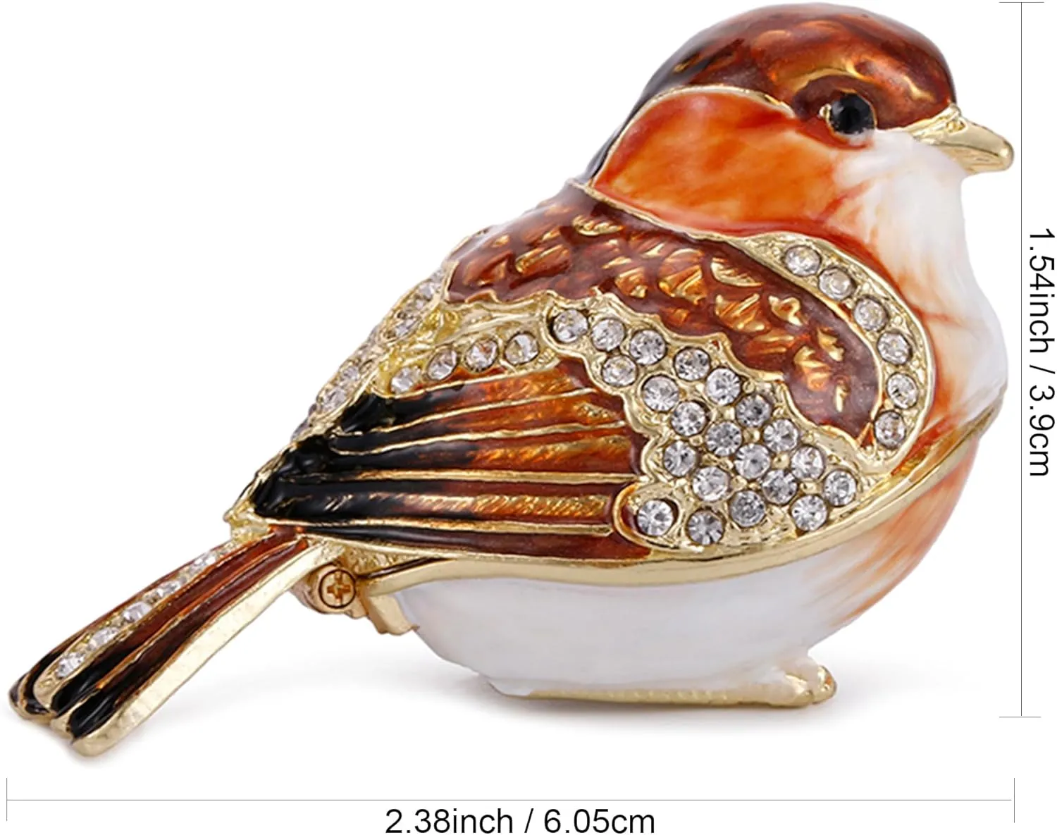Hand Painted Enamel Goldfinch Bird Trinket Box, Hinged Unique Mini Ring Necklace Jewelry Organizer, Classical Bejeweled Storage, Figurine Collectible Keepsake Home Decor (Goldfinch)