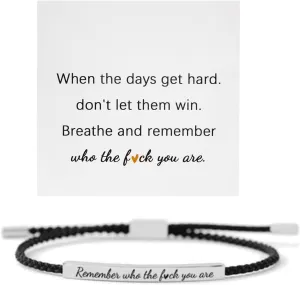 Harlermoon Remember Who The F You Are Motivational Tube Bracelet For Women Handmade Adjustable Hand Bradied Wrap Stainless Steel Daughter Friendship Inspirational Gifts Jewelry