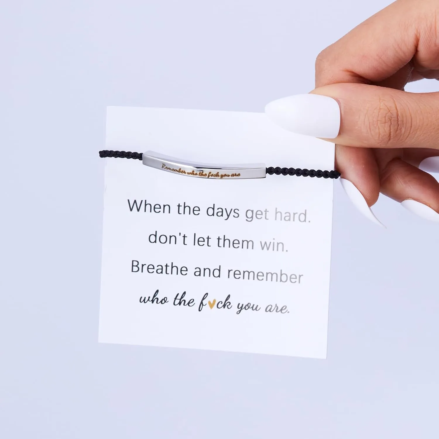 Harlermoon Remember Who The F You Are Motivational Tube Bracelet For Women Handmade Adjustable Hand Bradied Wrap Stainless Steel Daughter Friendship Inspirational Gifts Jewelry