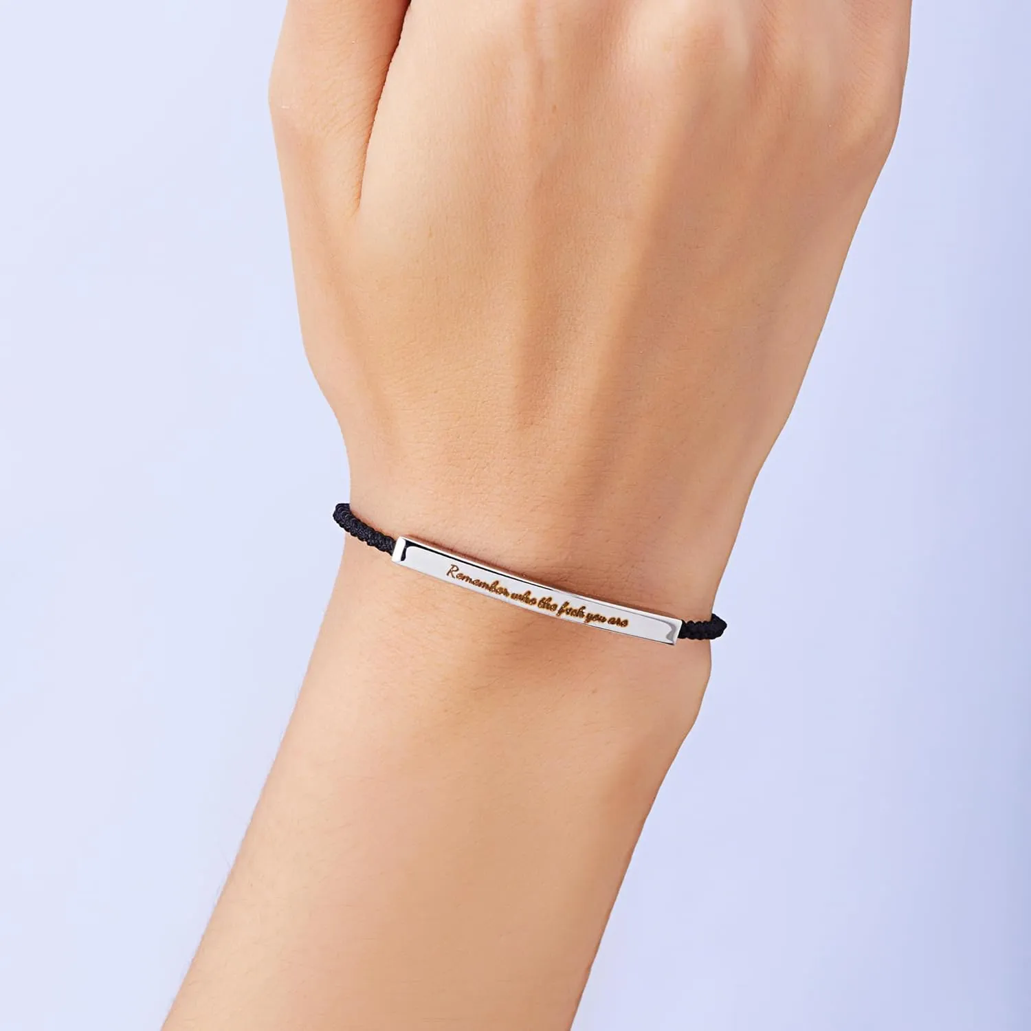 Harlermoon Remember Who The F You Are Motivational Tube Bracelet For Women Handmade Adjustable Hand Bradied Wrap Stainless Steel Daughter Friendship Inspirational Gifts Jewelry