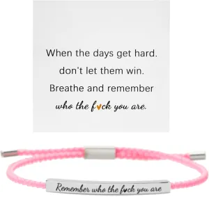 Harlermoon Remember Who The F You Are Motivational Tube Bracelet For Women Handmade Adjustable Hand Bradied Wrap Stainless Steel Daughter Friendship Inspirational Gifts Jewelry