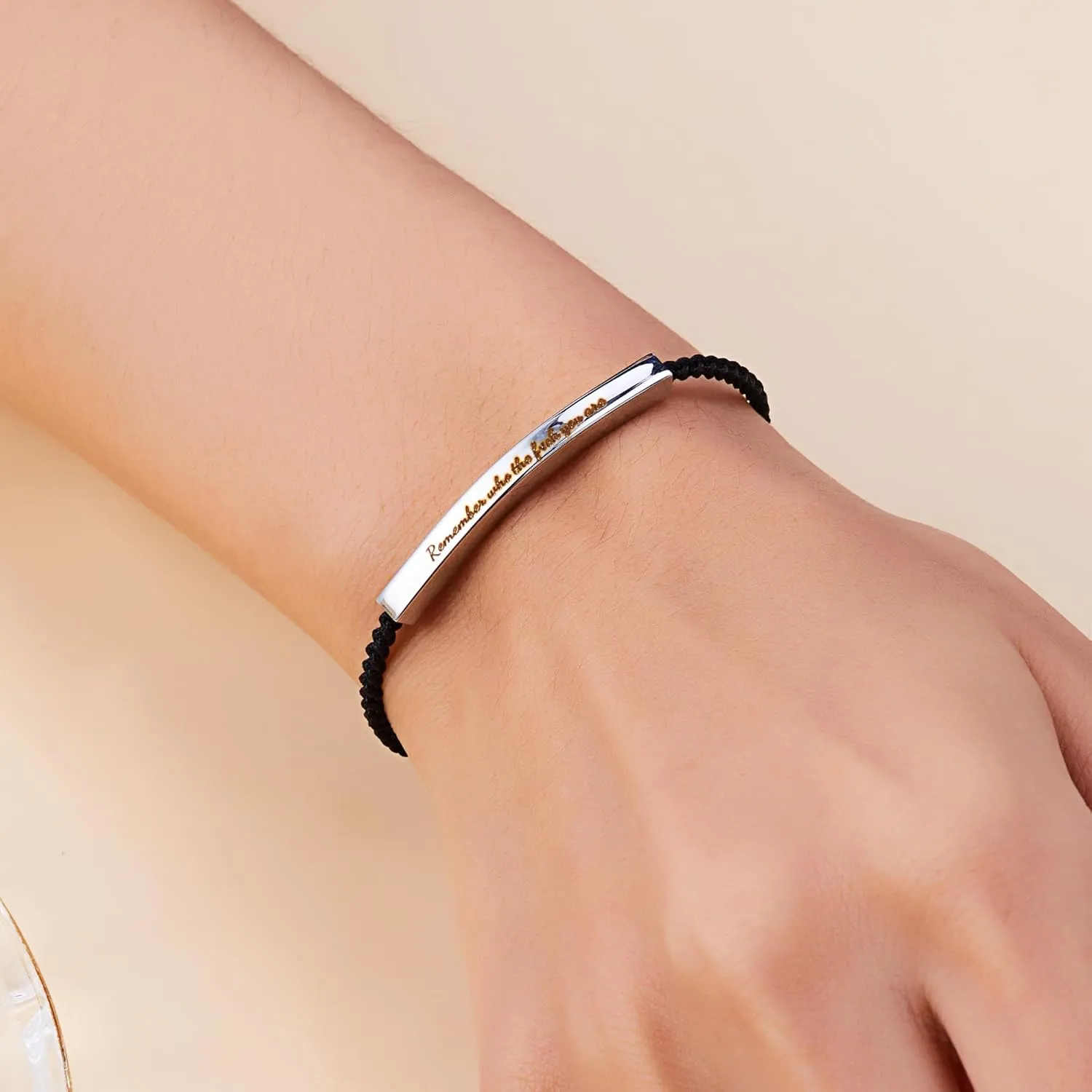 Harlermoon Remember Who The F You Are Motivational Tube Bracelet For Women Handmade Adjustable Hand Bradied Wrap Stainless Steel Daughter Friendship Inspirational Gifts Jewelry