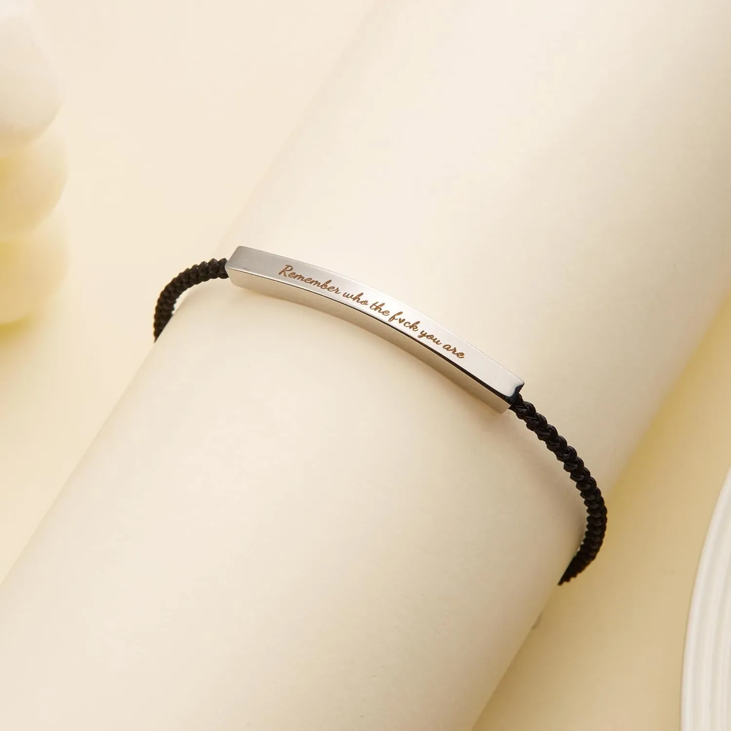 Harlermoon Remember Who The F You Are Motivational Tube Bracelet For Women Handmade Adjustable Hand Bradied Wrap Stainless Steel Daughter Friendship Inspirational Gifts Jewelry