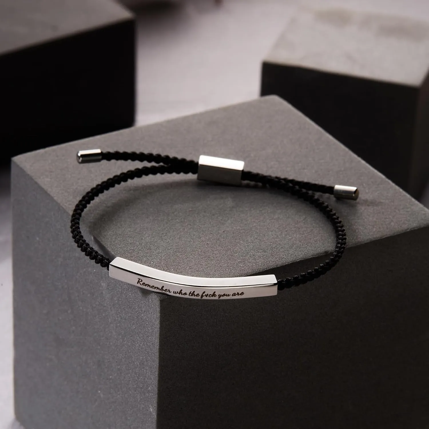 Harlermoon Remember Who The F You Are Motivational Tube Bracelet For Women Handmade Adjustable Hand Bradied Wrap Stainless Steel Daughter Friendship Inspirational Gifts Jewelry