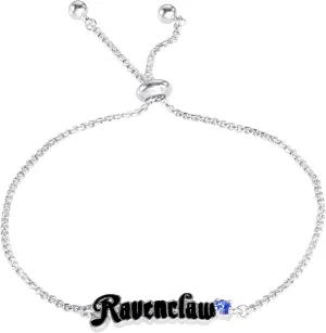 Harry Potter Officially Licensed Hogwarts House Silver and Flash Plated Lariat Bracelet, 9.5" inch Chain