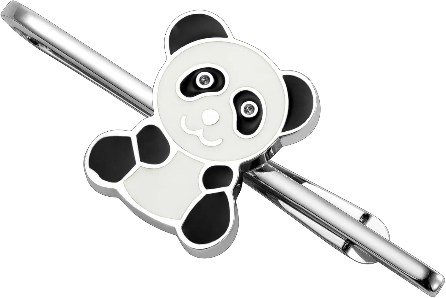 HAWSON 2 Inch Panda Tie Clip for Men - Unique Animal Tie Bar, Silver Tie Pin for Wedding, Party, Business - Classic Mens Accessories Gift