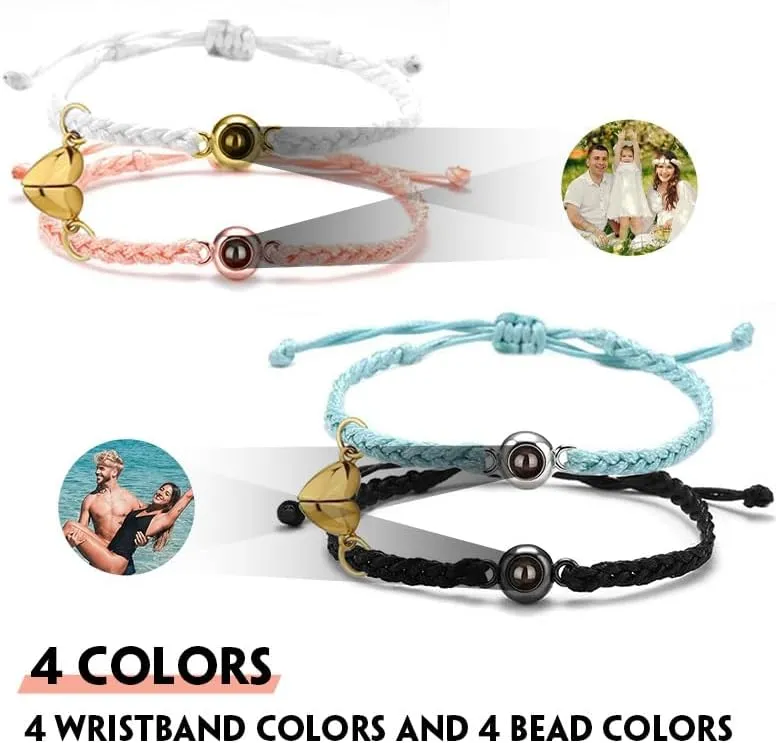 HDSD Custom Bracelet with Picture Inside - Picture Bracelet Personalized Photo & Text for Couples, Memorial Gifts for Loved Ones, family and Friends