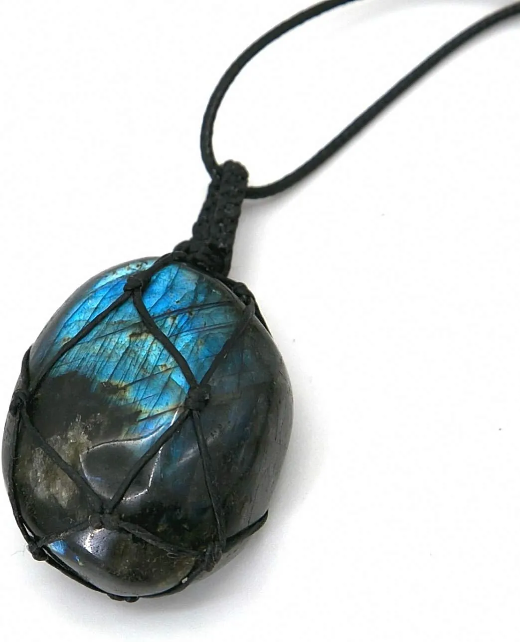 Healing Stones Necklace, Dragons Heart Labradorite Healing Crystal Necklace for Women Men Macrame Energy Natural Gemstone Necklace Pendant Wrap Braid Jewelry Stone Gift