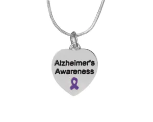 Heart Shaped  Alzheimer's Awareness  Necklaces