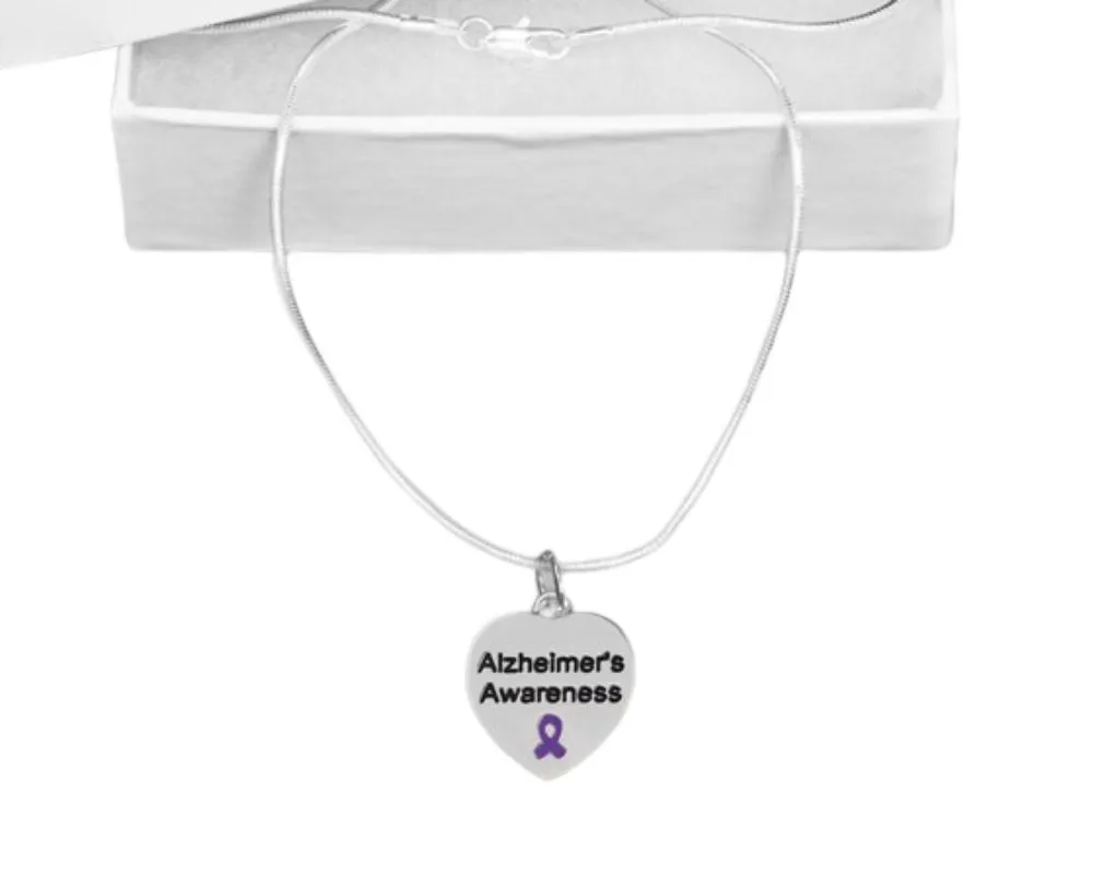 Heart Shaped  Alzheimer's Awareness  Necklaces