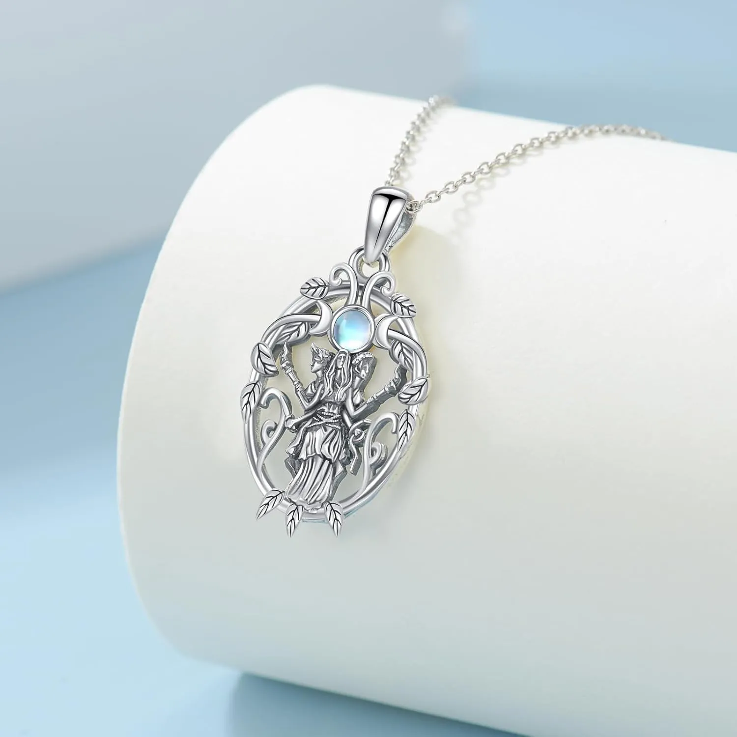 Hecate Necklace Sterling Silver Hekate Necklace Triple Moon Goddess Pagan Jewelry Gifts for Women