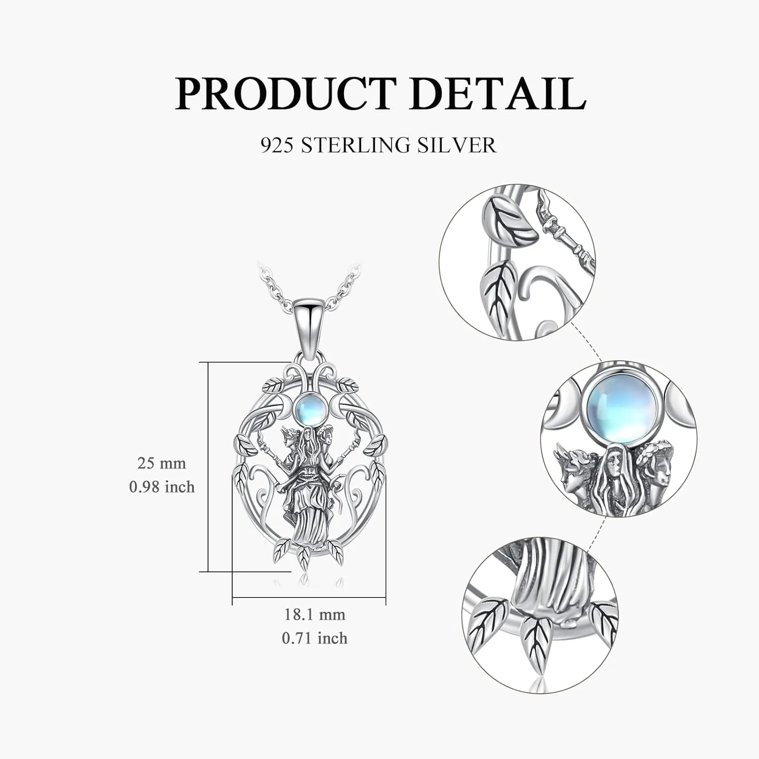 Hecate Necklace Sterling Silver Hekate Necklace Triple Moon Goddess Pagan Jewelry Gifts for Women