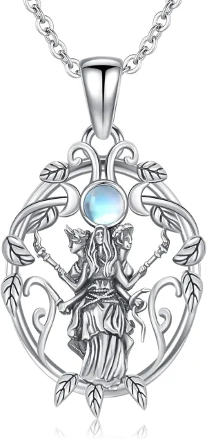 Hecate Necklace Sterling Silver Hekate Necklace Triple Moon Goddess Pagan Jewelry Gifts for Women