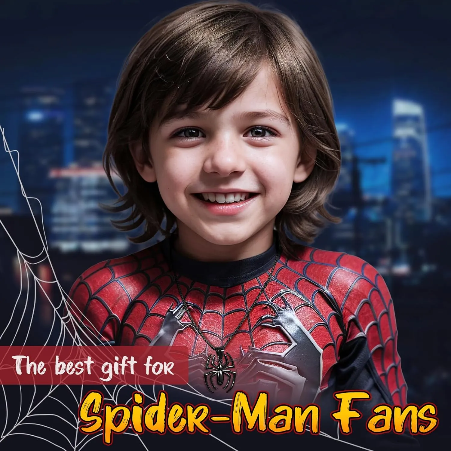 Hisatan Spiderman Gift Necklace Spider Pendant Necklace for Men, Silver/Gold/Black Stainless Steel Spider Chain Spider Man Christmas Gifts Jewelry for Spider-man Fans Men Women