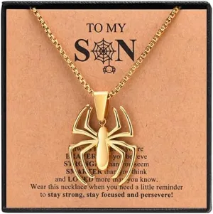 Hisatan Spiderman Gift Necklace Spider Pendant Necklace for Men, Silver/Gold/Black Stainless Steel Spider Chain Spider Man Christmas Gifts Jewelry for Spider-man Fans Men Women