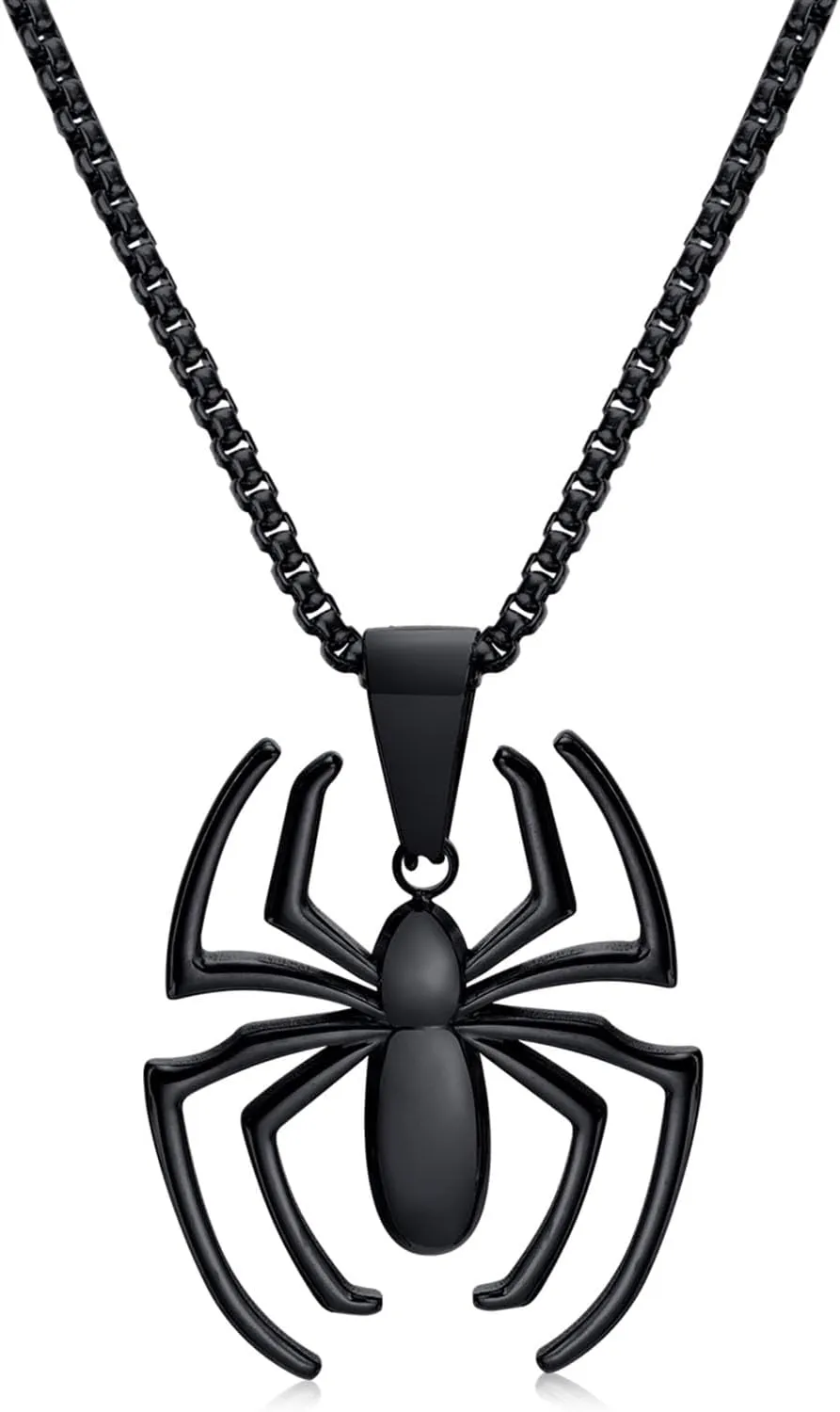 Hisatan Spiderman Gift Necklace Spider Pendant Necklace for Men, Silver/Gold/Black Stainless Steel Spider Chain Spider Man Christmas Gifts Jewelry for Spider-man Fans Men Women