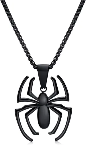Hisatan Spiderman Gift Necklace Spider Pendant Necklace for Men, Silver/Gold/Black Stainless Steel Spider Chain Spider Man Christmas Gifts Jewelry for Spider-man Fans Men Women