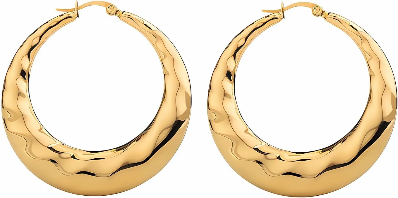 Hoop Earrings,Stylish Stainless Steel/18K Gold-Plated Hoop Earrings for Women - Classic Large Circle Design for Everyday and Special Occasions