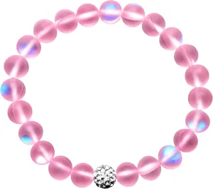 Hope Inspired Mystic Mermaid Glass Bracelet with 8 mm Pink Dazzling Moonstone Beads