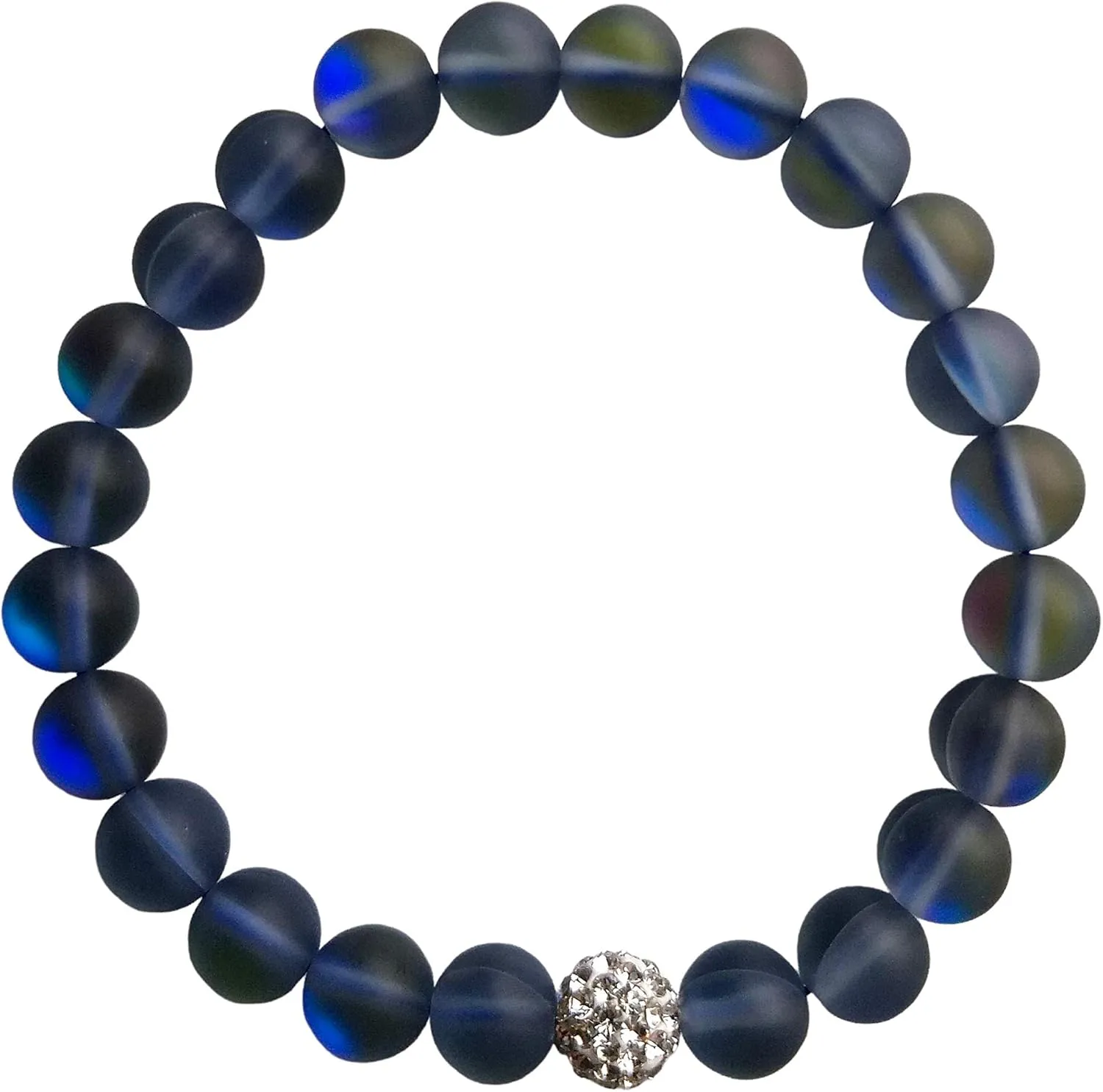 Hope Inspired Mystic Mermaid Glass Friendship Bracelet with 8 mm Grey Moonstone Beads that Dazzle in the Light - Grey