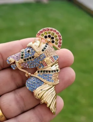 Horse unicorn brooch celebrity vintage look gold plated design pin broach k14