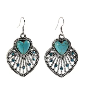 Hot selling New Fashion Brand designer Simple Geometric blue gem Bohemia Retro Turquoise earrings jewelry for women