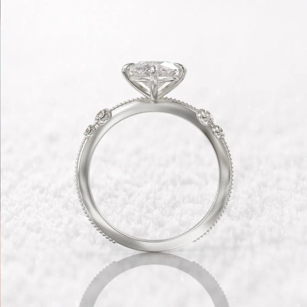 hsiyyecg Minimalist Simulated Diamond Ring Engagement Ring for Women Marquise Cut Cubic Zirconia Wedding Band CZ Promise Anniversary Ring Size 6-106