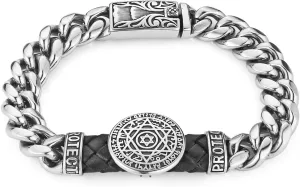HZMAN 8.5Inch Cuban Link Bracelet for Men Silver Stainless Steel Heavy Biker Link Bracelet