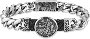 HZMAN 8.5Inch Cuban Link Bracelet for Men Silver Stainless Steel Heavy Biker Link Bracelet