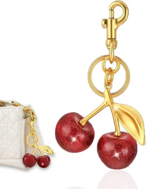 Hzyxgs Cherry Bag Charm, Cherry Bag Charm Purse Charms Keychain- Car Cherry Accessories keychian Gifts for Women Christmas Valentine Bag Gifts For Women