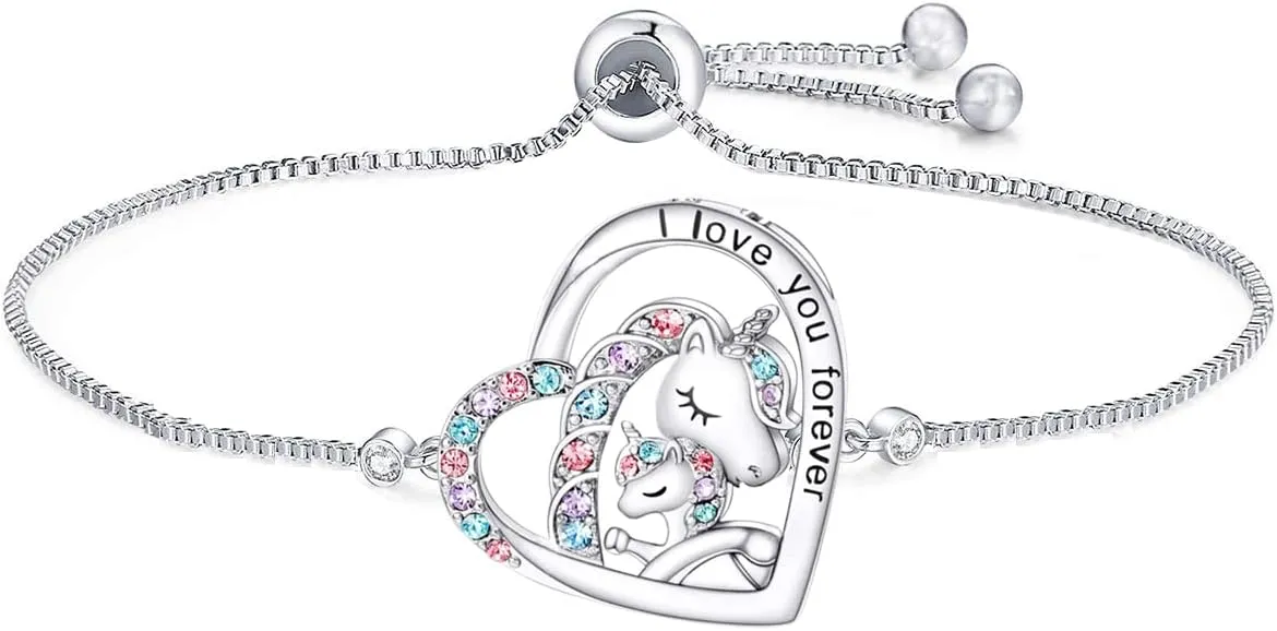 I Love You Forever Bracelet for Girls Heart Bangle Adjustable Jewelry Gift Birthday Christmas Gifts for girls