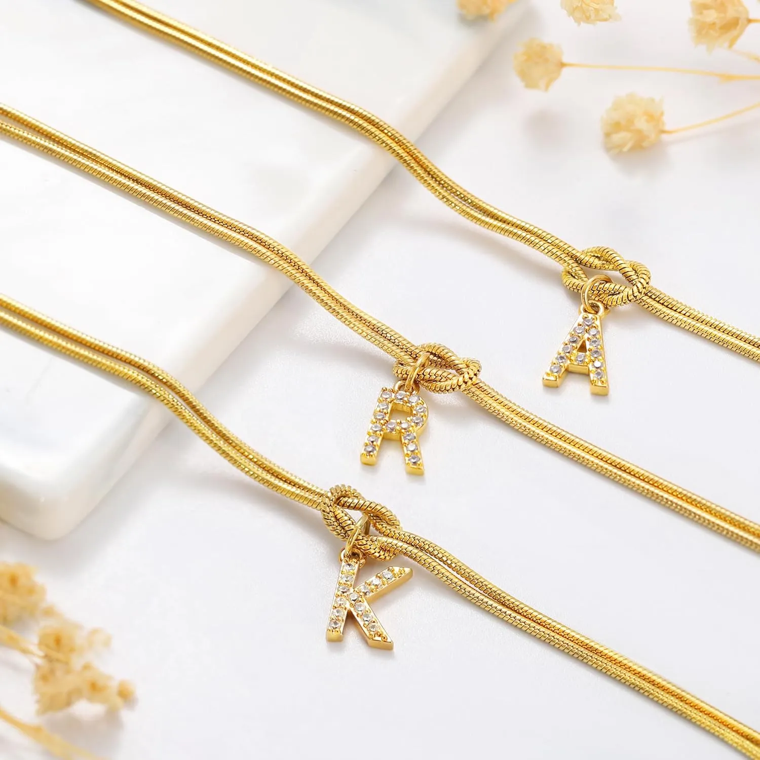 Initial Bracelet for Women Teen Girls, 18K Gold Plated Knot Letter A-Z Initial Bracelet Dainty Gold Bracelet for Women Teen Girl Gifts Trendy Stuff Gold Jewelry Bridesmaid Bride Gifts