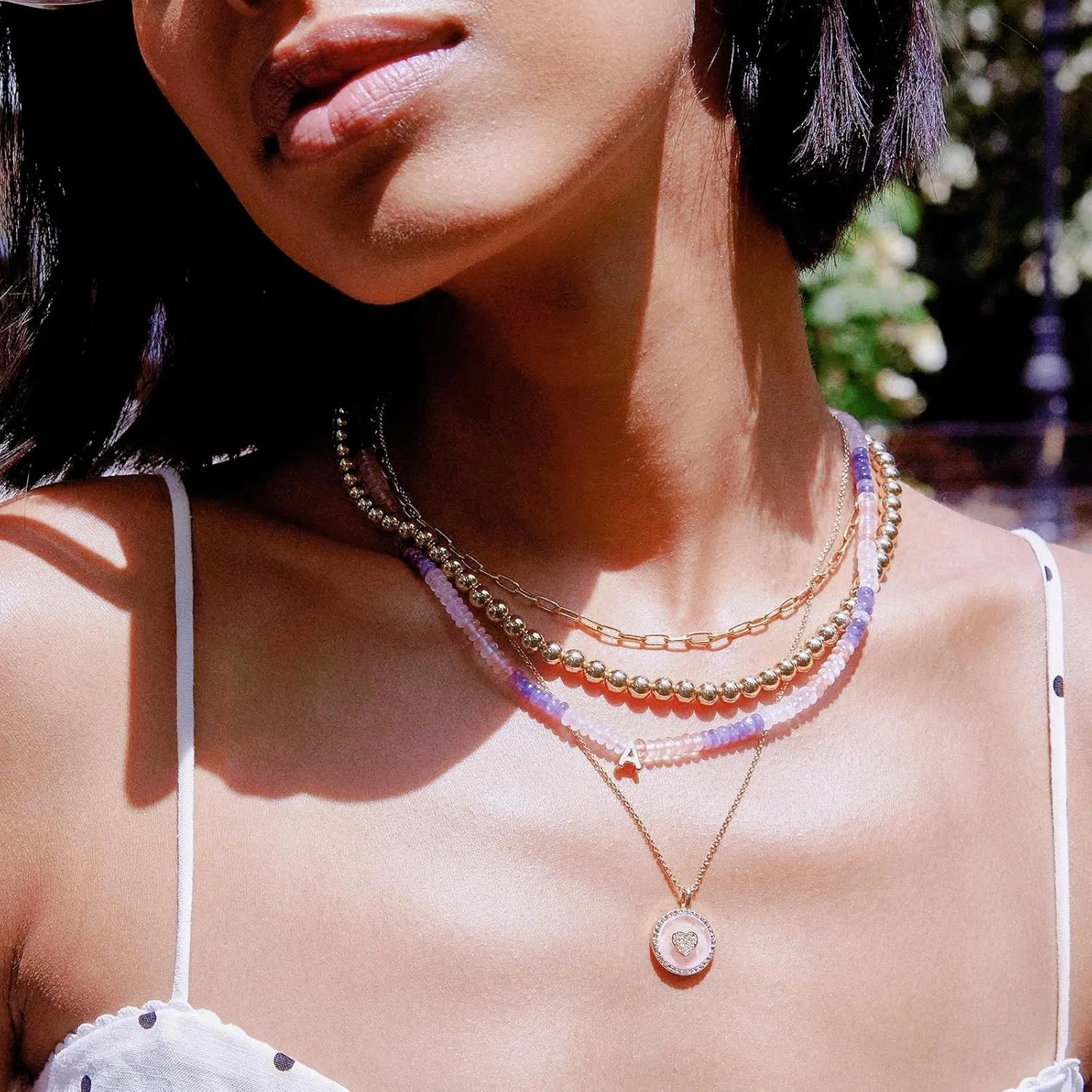 Initial Necklace for Women,Colorful Beaded Gemstone Choker Natural Stone Letter Charm Necklace for Women Trendy,Boho Beach Necklace Handmade Amethyst Rainbow Necklace Best Christmas Birthday Gifts