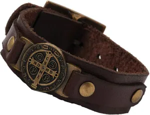 Intercession St Benedict Genuine Leather Protection Bracelet - Made in Brazil