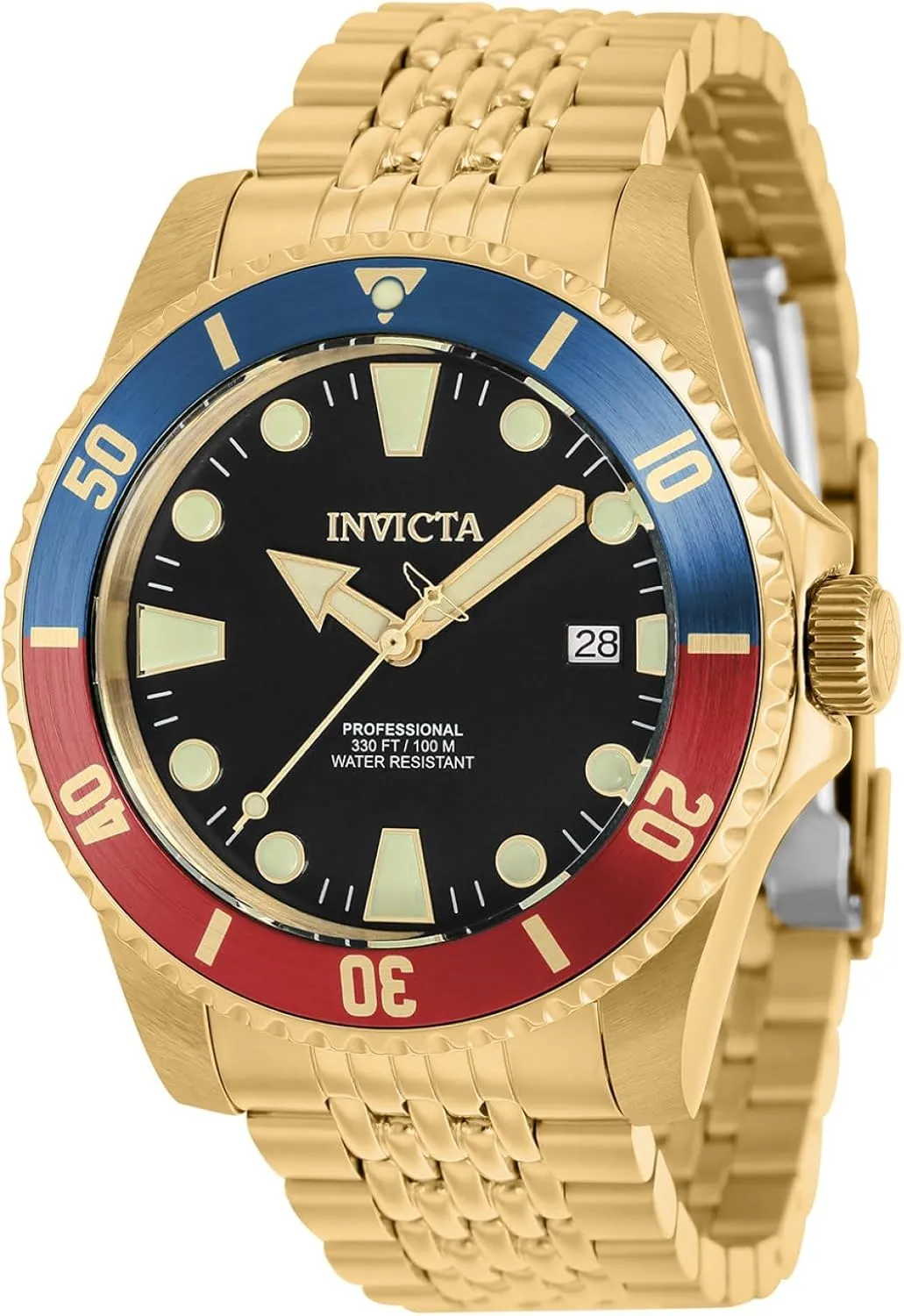 INVICTA Pro Diver Men 44mm Stainless Steel Gold Black dial NH35A Automatic