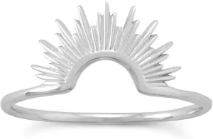 IVY & BAUBLE 14K Gold Plated Sterling Silver Sunburst Rings | Stackable or Pairable Cocktail Ring for Women