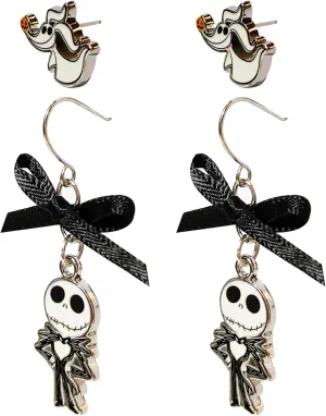 Jack Skellington Gothic Jewelry: 2 Hypoallergenic Earrings for Girls (1 Stud Earrings 1 Fishhook Drop) Earring Sets with Charms One Size Fits All Girls EarringsThe Nightmare Before Christmas Ages 4 