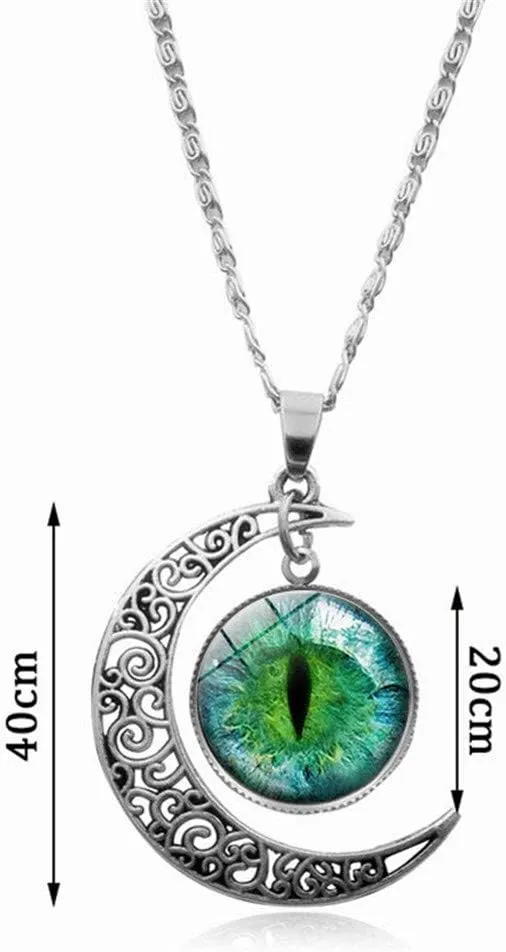 JczR.Y Classic Cat Eyes Crystal Jewelry Sets Dragon Eyes Moon Shape Necklace Bracelet Earrings for Women Fashion Jewelry