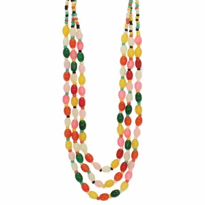Jelly Bean Glass Bead Multi-Strand Necklace