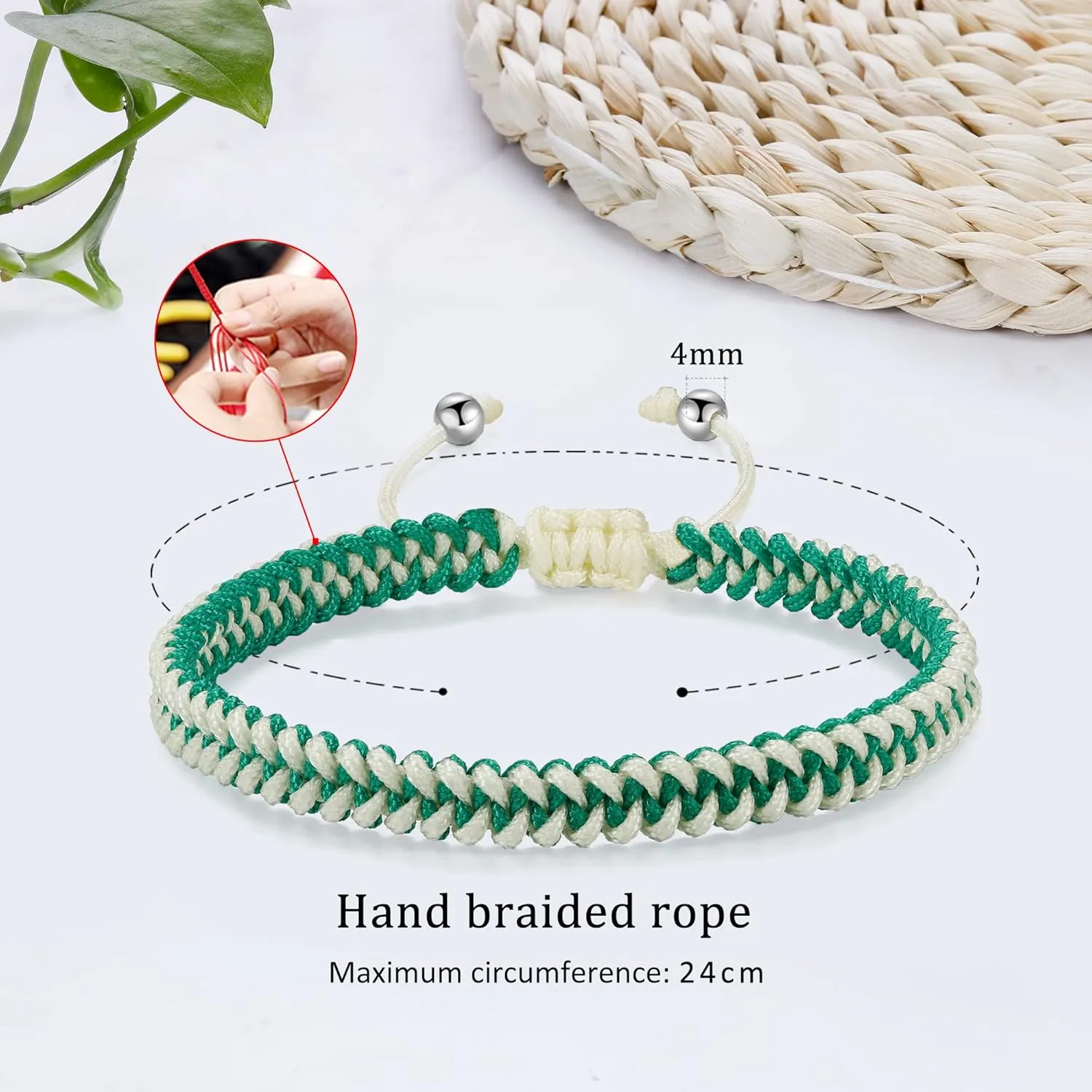 JENDEAR SHINE Braided Bracelet Ladies Men, Adjustable Rope Bracelet, Birthday Friendship Couple Gifts Handmade Jewelry