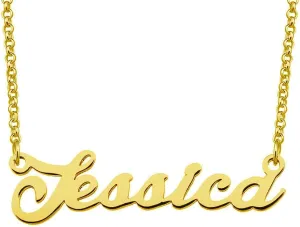 Jessica Name Necklace Custom Personalized in Gold Plate Gift for Women Couple