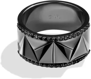 Jewelili Star Wars Fine Jewelry Dark Armor Men's Ring 1/2 Ct.Tw. Black Diamonds Silver with Black Rhodium