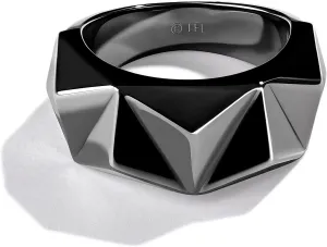 Jewelili Star Wars Fine Jewelry Dark Armor Ring for Women | Silver & Black Rhodium Band | Star Wars Gifts for Women | Jewelry with Gift Box