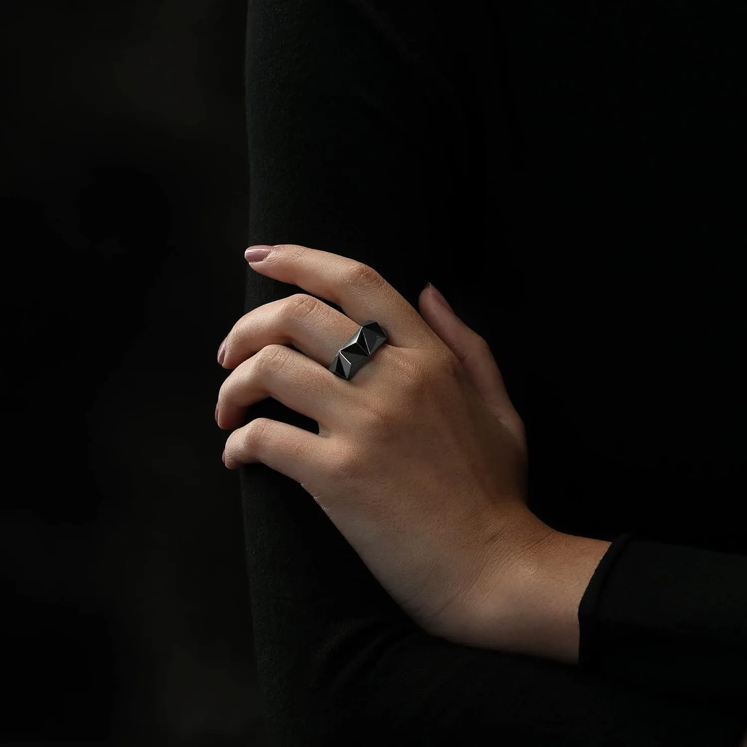 Jewelili Star Wars Fine Jewelry Dark Armor Ring for Women | Silver & Black Rhodium Band | Star Wars Gifts for Women | Jewelry with Gift Box